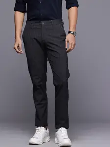 Louis Philippe Ath.Work Men Checked Comfy Tapered Fit Smart Casual Chinos Trousers