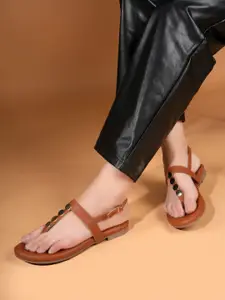 DressBerry Women T-Strap Flats with Buckles