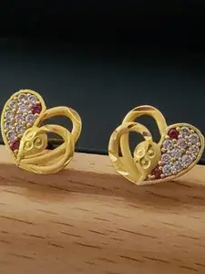 niva fashion Gold-Plated Stones Studded Heart Shaped Studs