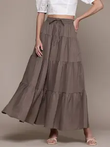 Popnetic Textured Tiered Maxi Skirt