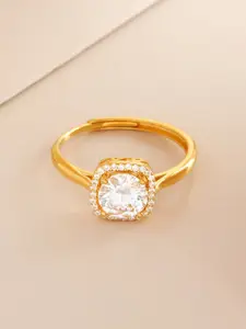 Kushal's Fashion Jewellery Gold-Plated 92.5 Pure Silver Finger Ring