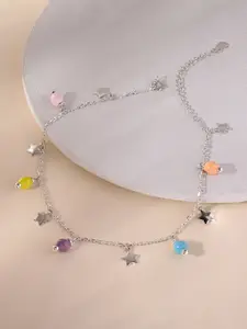 TOUCH925 Silver Artificial Beaded Anklet