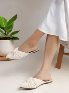 Lavie Women Textured Western Embellished Open Toe Flats