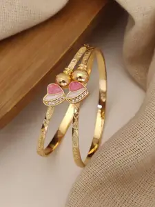 RACHANA FASHION Set Of 2 Gold-Plated Adjustable Bangles