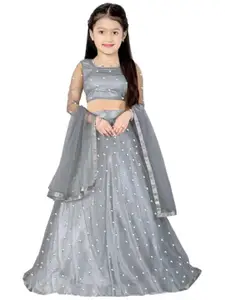 F Plus Fashion Girls Embellished Lehenga & Blouse With Dupatta