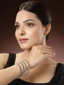 Anouk Set Of 4 German Silver Oxidized Kada Bangles