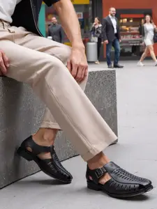 Carlton London Men Textured Shoe-Style Sandals