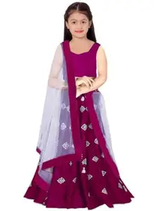 F Plus Fashion Girls Lehenga Choli with Dupatta Set
