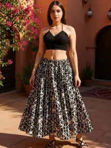 Hive91 Printed Flared Maxi Skirt