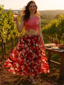 Hive91 Floral Printed A-Line Maxi Skirt