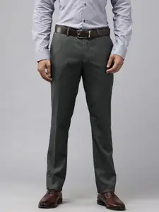 Blackberrys Men Textured Slim Fit Low-Rise Formal Trousers