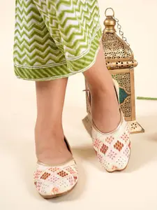 Anouk Women Embellished Mojaris with Embroidered Flats