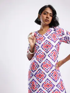 Anouk Rustic Ethnic Motifs Printed V-Neck Straight Kurta