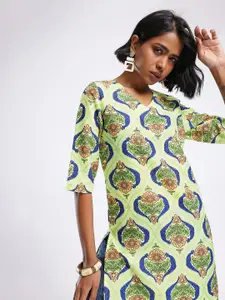 Anouk Rustic Ethnic Motifs Printed V-Neck Straight Kurta