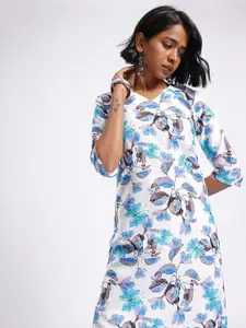 Anouk Rustic Floral Printed V-Neck Straight Kurta