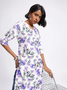Anouk Rustic Floral Printed V-Neck Straight Kurta