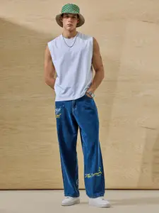 Snitch Men Blue Mid-Rise Baggy Jeans