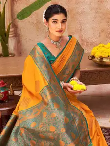 Satrani Ethnic Motifs Woven Design Zari Pure Silk Banarasi Saree