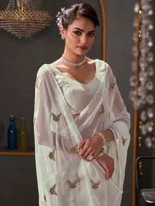 Satrani Embellished Embroidered Pure Georgette Saree