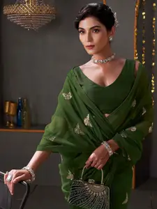 Satrani Embellished Embroidered Pure Georgette Saree