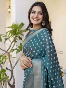 Satrani Bandhani Dyed Zari Ready to Wear Saree