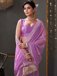 Satrani Embellished Embroidered Organza Saree