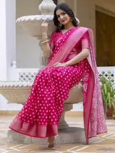 Satrani Geometric Printed Zari Saree