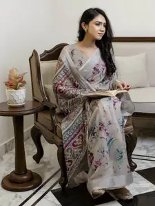 Satrani Floral Printed Ready to Wear Saree