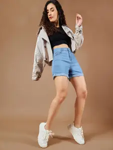 The Roadster Lifestyle Co Men Regular Fit Mid-Rise Denim Shorts