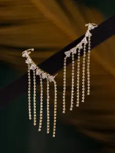 Voylla Gold-Plated American Diamond Studded Korean Contemporary Ear Cuff Earrings