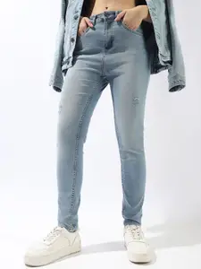 High Star Women Comfort Super Skinny Fit High-Rise Heavy Fade Streachable Jeans