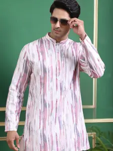 TATTVA Printed Thread Work Mandarin Collar Short Kurta