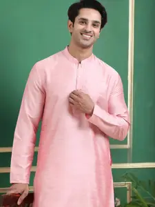 TATTVA Mandarin Collar Thread Work Cotton Straight Kurta
