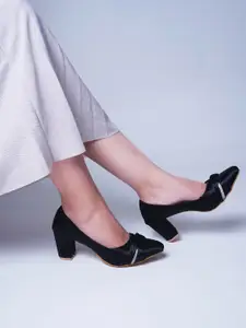 TRYME Women Embellished Synthetic Leather Regular Block Heel with Bows