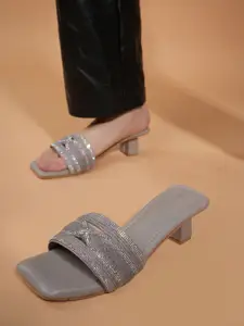 DressBerry Women Embellished Kitten Heel Open Toe Sandals