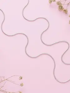 925 SILLER Set Of 2 925 Pure Silver Rhodium-Plated Link Anklets