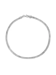925 SILLER 925 Pure Silver Rhodium-Plated Sleek Link Anklet
