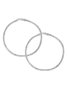 925 SILLER Pack Of 2 925 Pure Silver Sleek Link Anklets