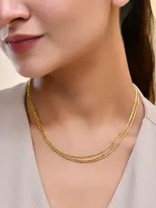 AQUASTREET 18K Gold Plated Waterproof Anti-Tarnish Triple Layer Dotted Necklace