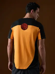 The Souled Store Naruto Shippuden Kuramas Curse Printed Colourblocked Pure Cotton T-shirt