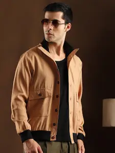 Campus Sutra Colourblocked Lightweight Bomber Cotton Jacket