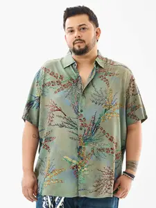 Snitch Green Floral Plus Size Shirt