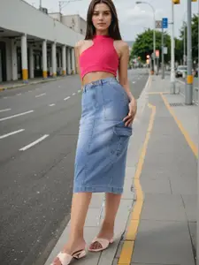 Style Quotient A-Line Cargo Midi Skirt