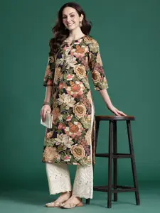 Indo Era Floral Printed Pure Cotton Kurta