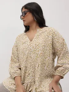 Roadster Floral Print Puff Sleeve Peplum Longline Top