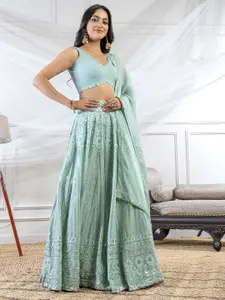 TIKODI Embroidered Sequinned Semi-Stitched Lehenga & Unstitched Choli With Dupatta