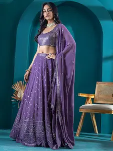 TIKODI Embroidered Sequinned Semi-Stitched Lehenga & Unstitched Choli With Dupatta
