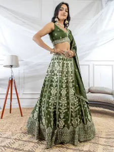 TIKODI Embroidered Sequinned Semi-Stitched Lehenga & Unstitched Choli With Dupatta