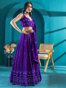 TIKODI Embroidered Sequinned Semi-Stitched Lehenga & Unstitched Choli With Dupatta