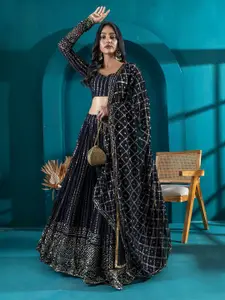 TIKODI Embroidered Sequinned Semi-Stitched Lehenga & Unstitched Choli With Dupatta
